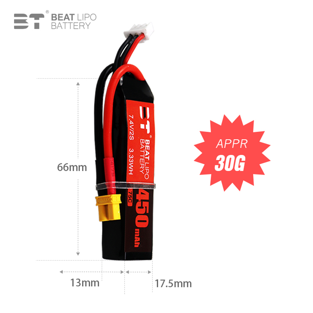 BEAT 2S 7.4V 450mAh 75C Batter - Drone Battery Li-Ion recensione e prezzo